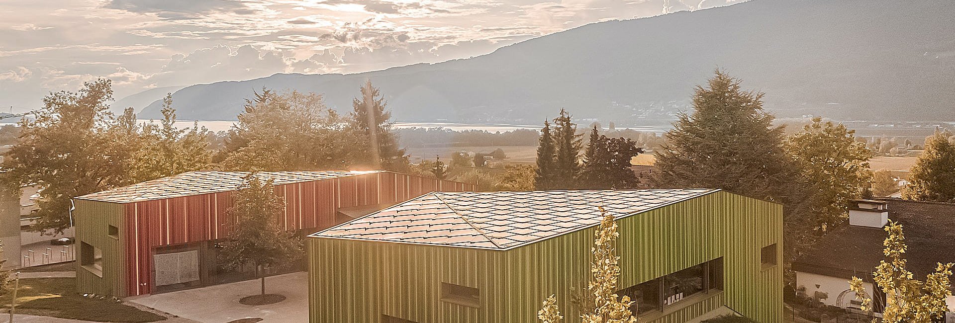 SunStyle solar shingles on multiple school buildings to create enough energy to power the full kindergarten complex