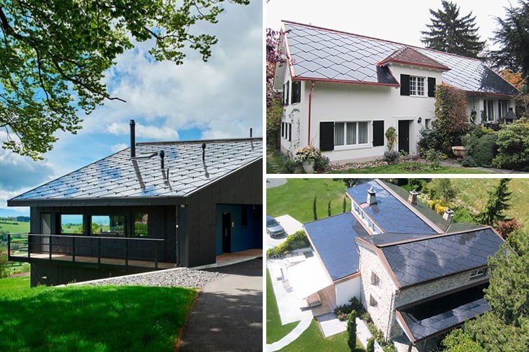 SunStyle Photovoltaic Solar Roof BIPV Collage of residential solar roofs_Solarziegel