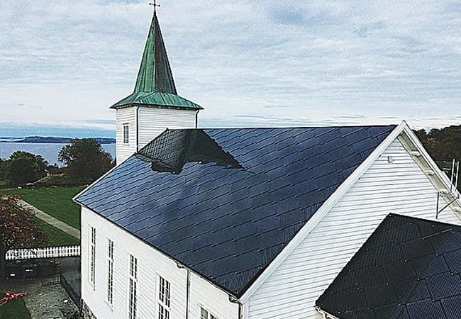 SunStyle | Solarziegel-Solardach-Solarpanel-photovoltaikanlage-Kirche Norwegen