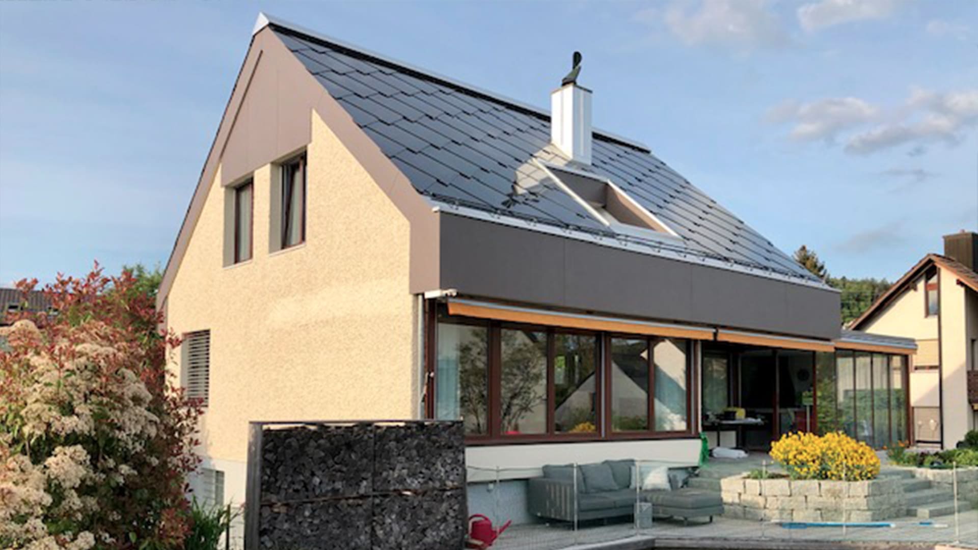 SunStyle Solar Roof on a net-zero single family eco-friendly home