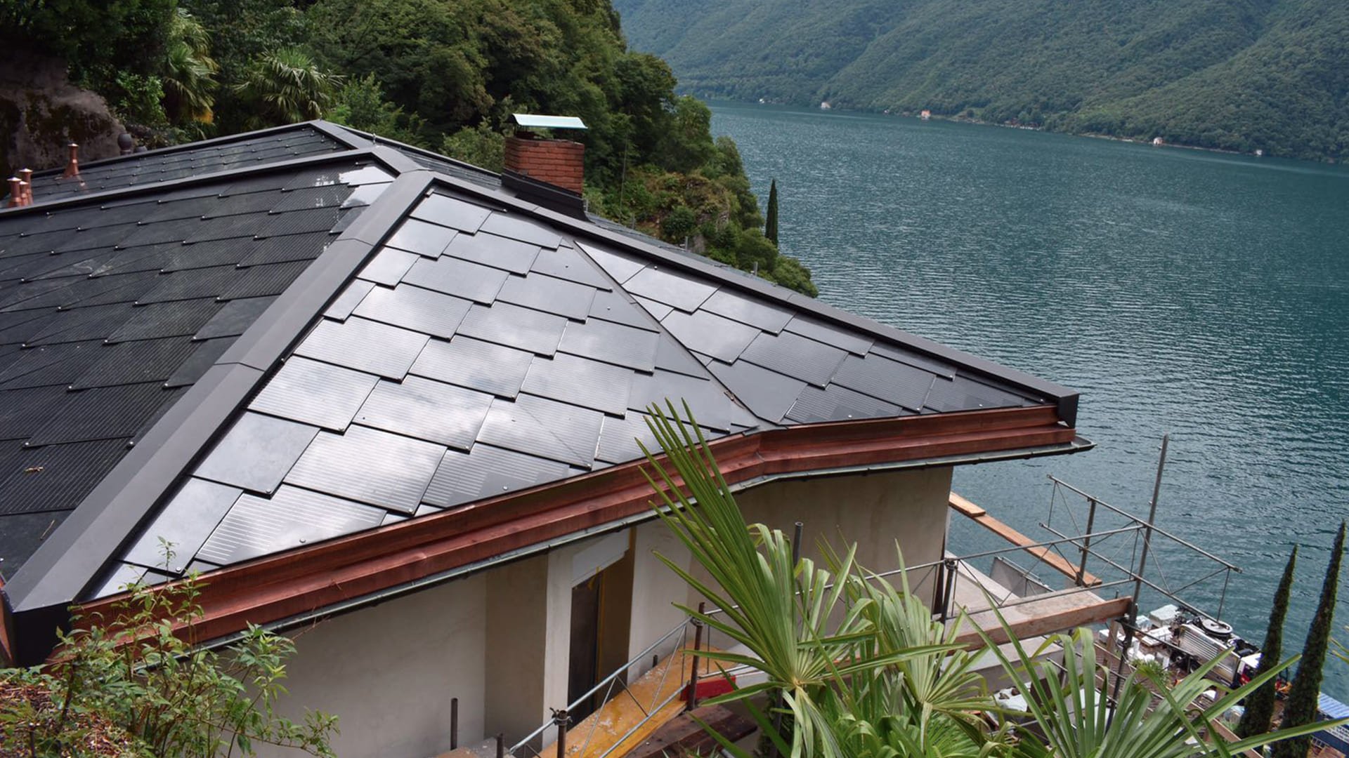 SunStyle solar tiles create a beautiful and powerful solar roof on this single family home