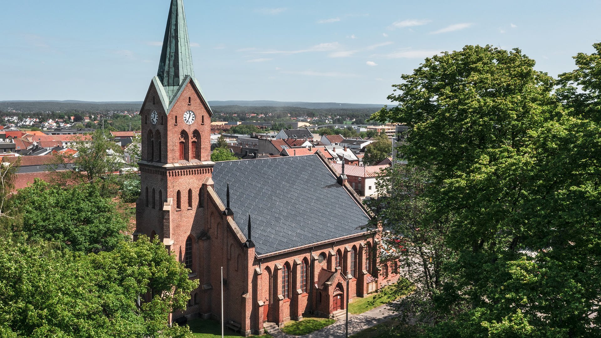 SunStyle solar tiles on a neo-gothic church in Sarpsborg, Norway