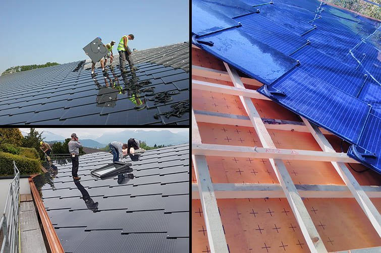 SunStyle Photovoltaic Solar Roof BIPV Installation Collage