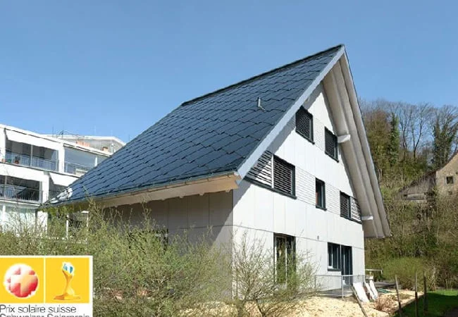 A SunStyle solar roof with a steep roof pitch
