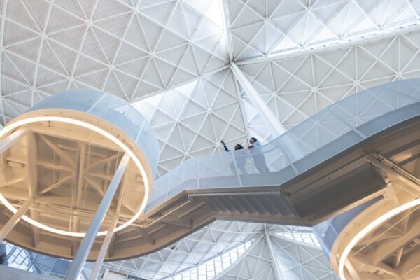 An interior photo of Bay View's canopy ceiling. Dragonscale | SunStyle